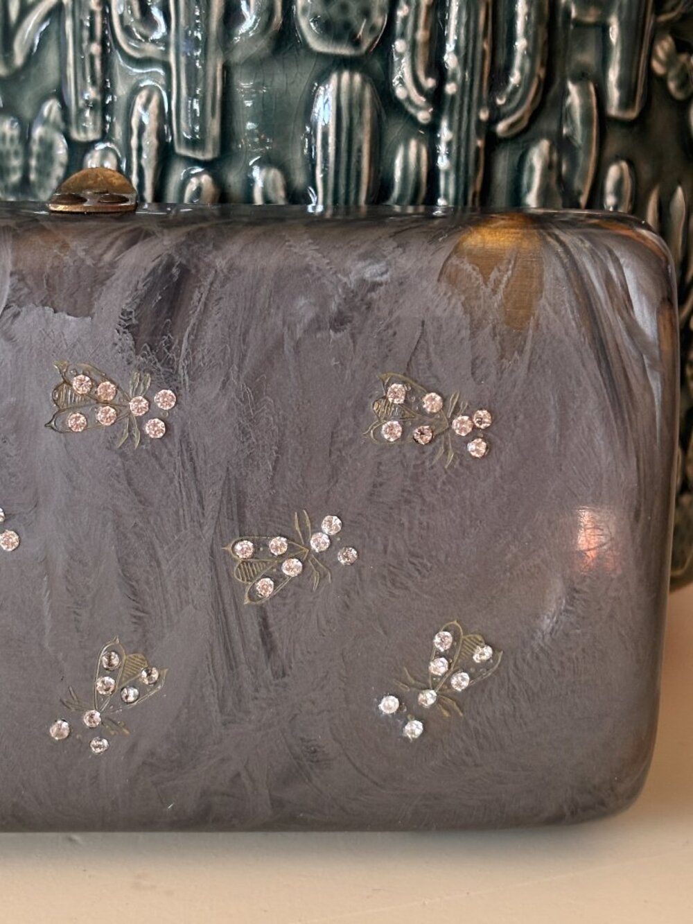 Vintage 1940s Fly Lucite Clutch